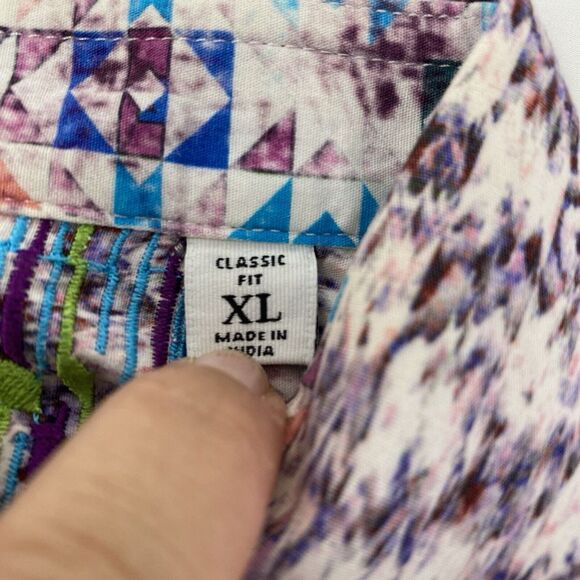 Robert Graham Men's Classic‎ Fit XL Purple Paisley Flip Cuff Long Sleeve Shirt - Picture 5 of 7